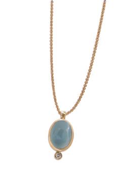 Anhänger 750 Rosègold mit Chalcedon und Brillant