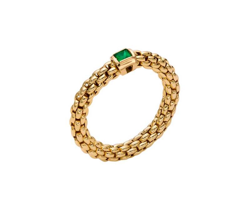 Fope Flex it Ring in 750 Gold mnit Smaragd