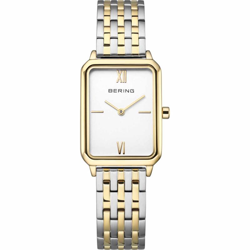 Bering Damenuhr eckig Metallband Bicolor 17423-714