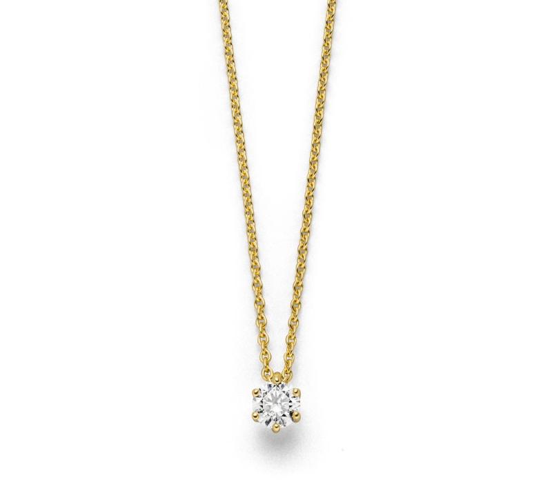 Gelbgoldes Brillantsolitär Collier 0,502 ct 750 Gold