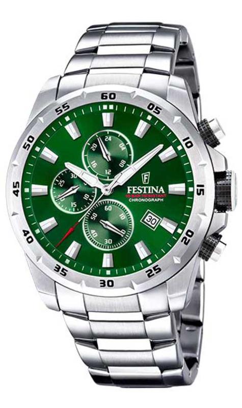 Festina  Herren Chronograph mit grünem Zifferblatt