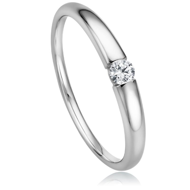 Brillant Weißgoldring im klassischen Design